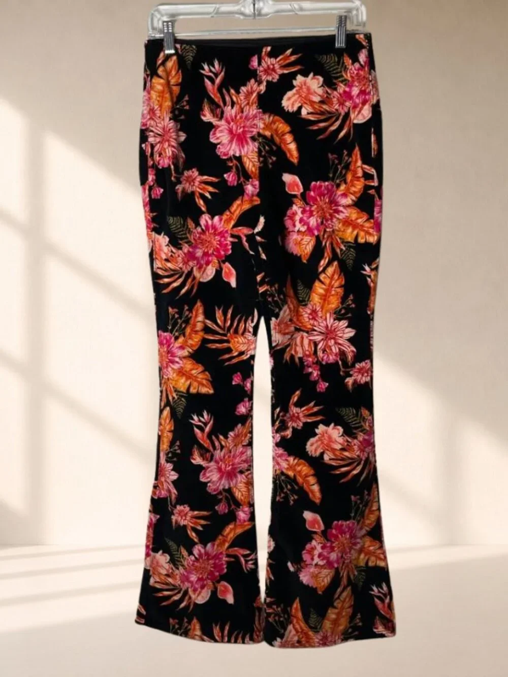 2/$20 SALE No Boundaries Y2K Floral Corduroy Flare Pants High Rise Tropical M - Picture 3 of 10
